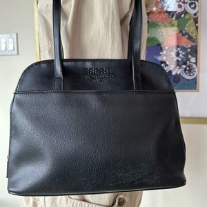 Vintage Black Esprit Nylon & Faux Leather Handbag \ Purse